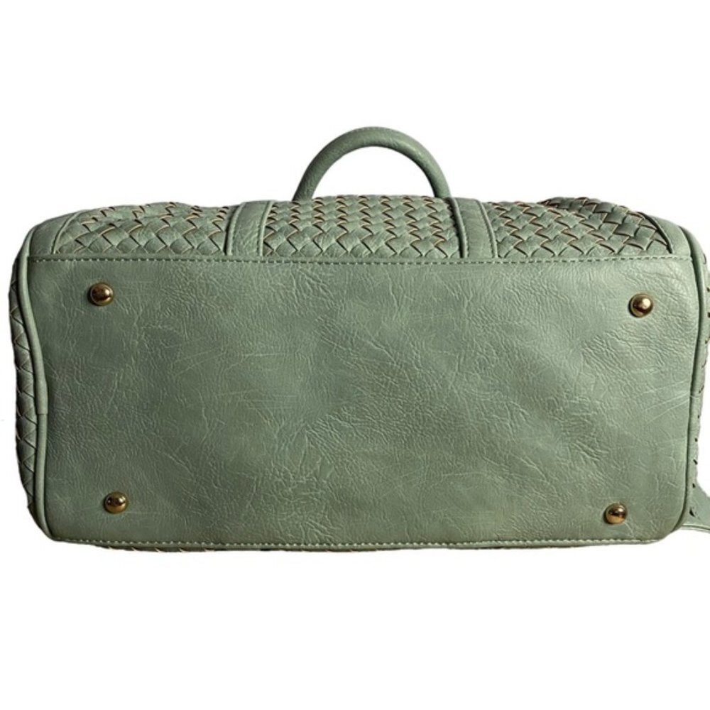 Urban Expressions Green Woven Weave Shoulder Satchel Tote Bag - Picture 5 of 9